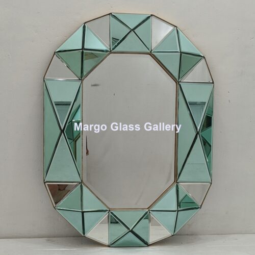 Make to Order!! MG 004710 Octagonal green wall mirror 100x75cm