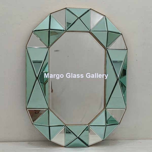MG 004710 Octagonal green wall mirror 100x75cm