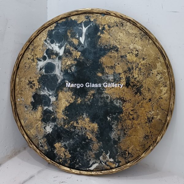 BY ORDER ! MG 018093 Round Eglomise Wall Mirror 90cm