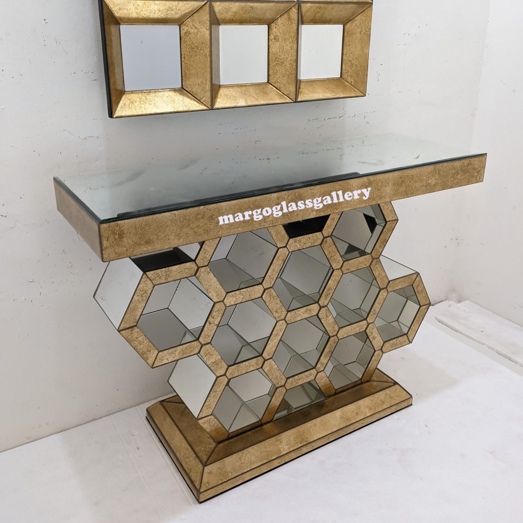 MG 006 Console Table Gold Hexagonal - Image 3