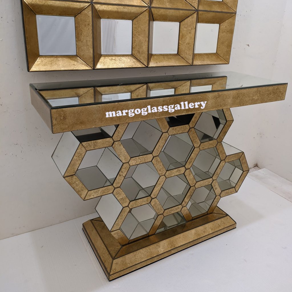 MG 006 Console Table Gold Hexagonal - Image 2
