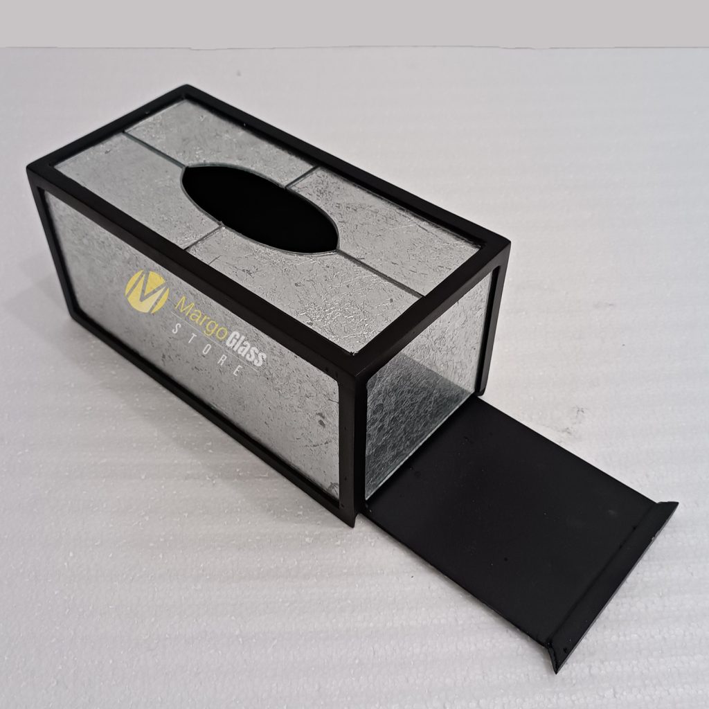 MG 026014 Tissue Box Silver leaf 25x12x12cm - Image 4