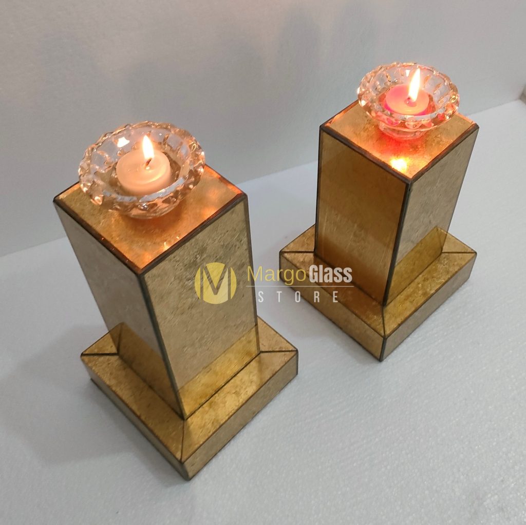 BY ORDER! MG 100410 Candle holder mirror Gold 16x16x31cm - Image 2