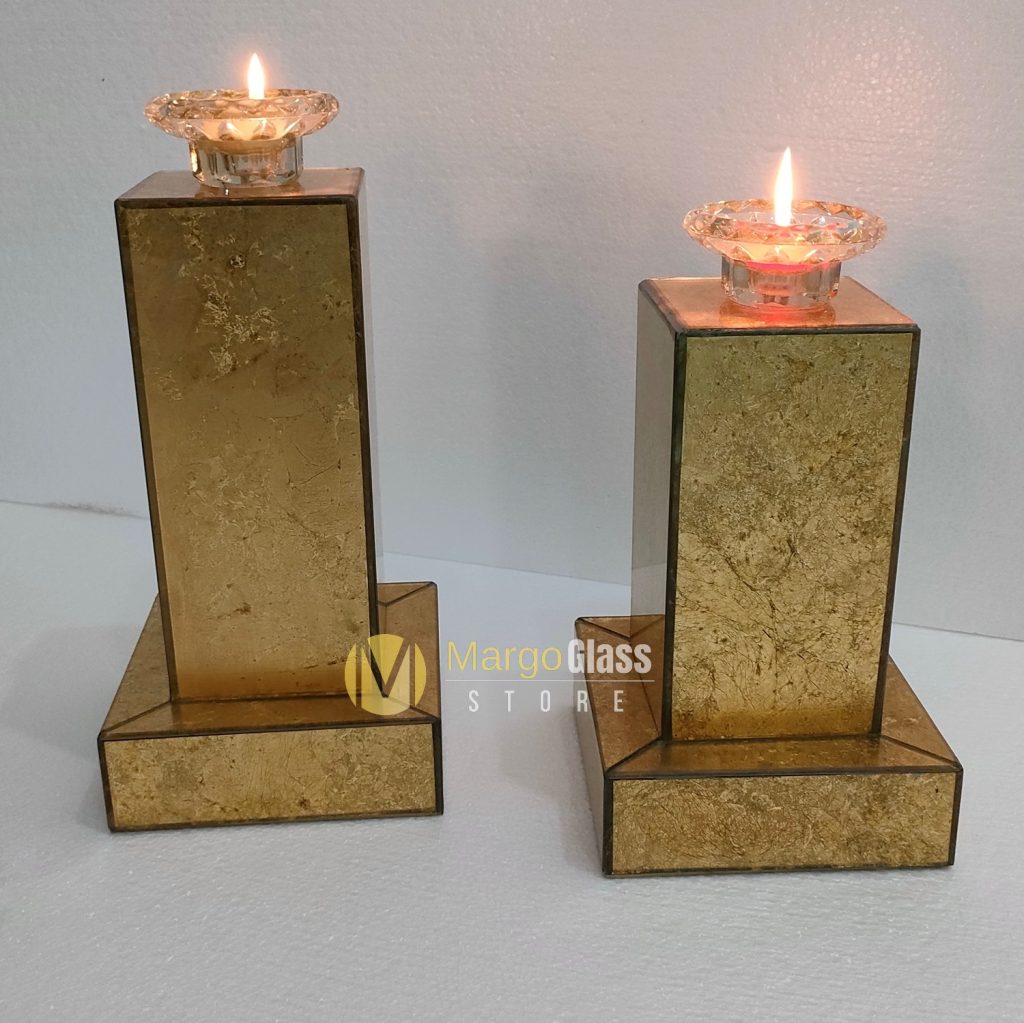 BY ORDER! MG 100410 Candle holder mirror Gold 16x16x31cm