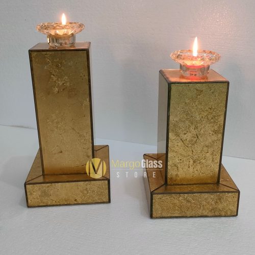 BY ORDER! MG 100410 Candle holder mirror Gold 16x16x31cm