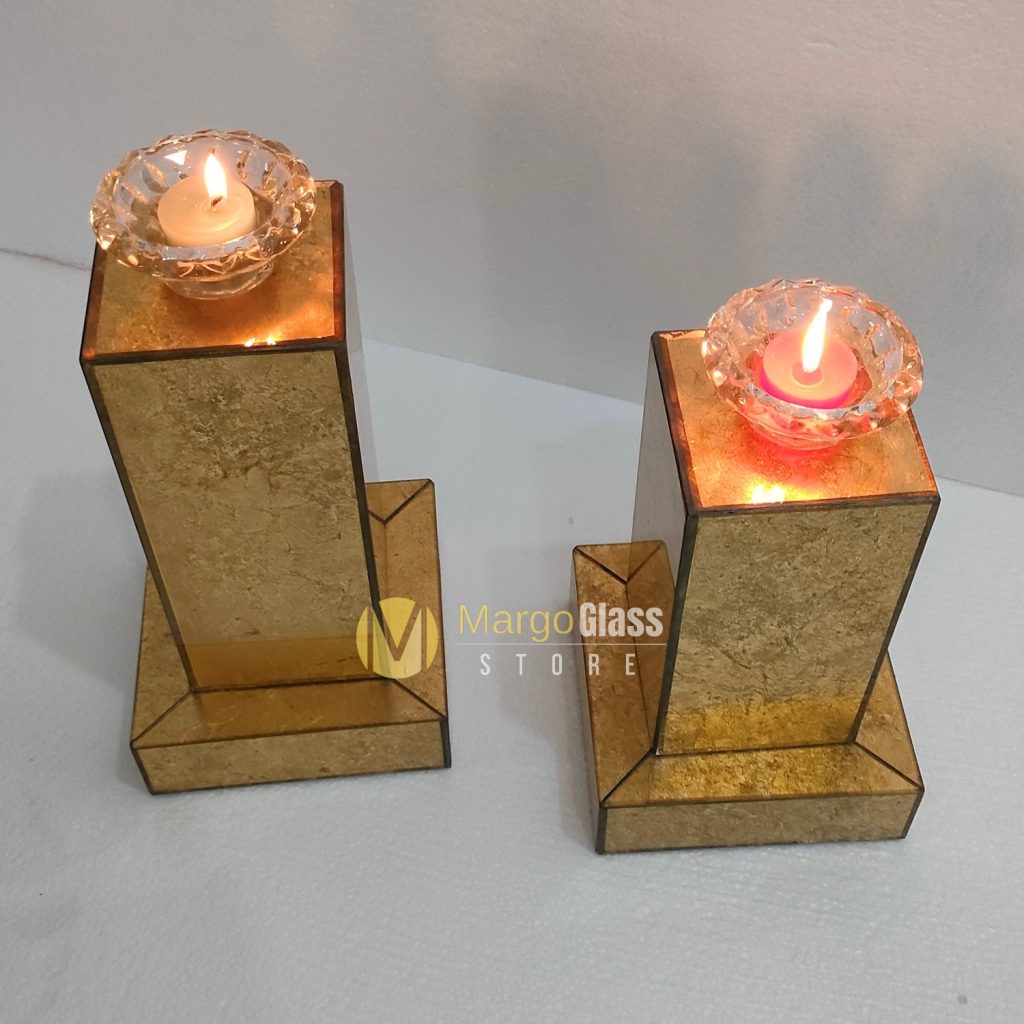 BY ORDER! MG 100410 Candle holder mirror Gold 16x16x31cm - Image 4