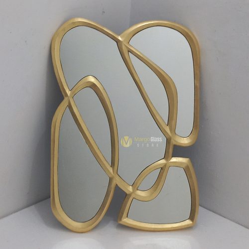 MG 004829 Gold Beaded Mirror Frame Gold 80x60cm