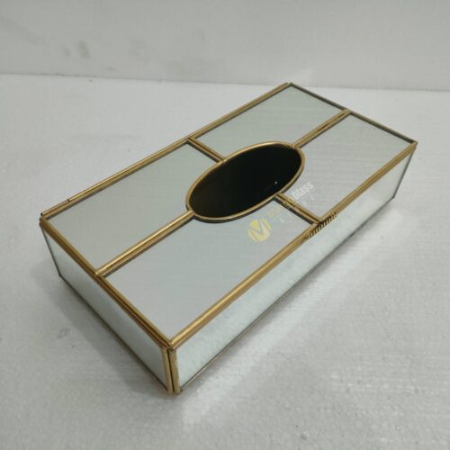 MG 100717 tissue box silver mirror with brass