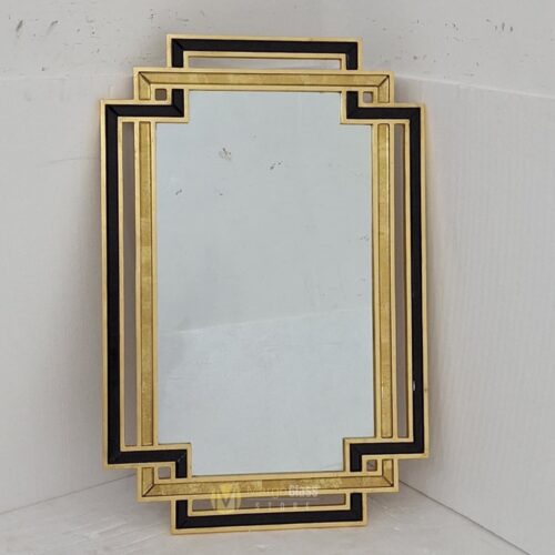 Wall Mirror Decor 120 x 80cm Gold and Black