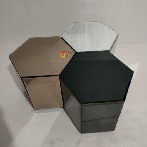 Stool Box Mirror Hexagonal 35x35x37cm