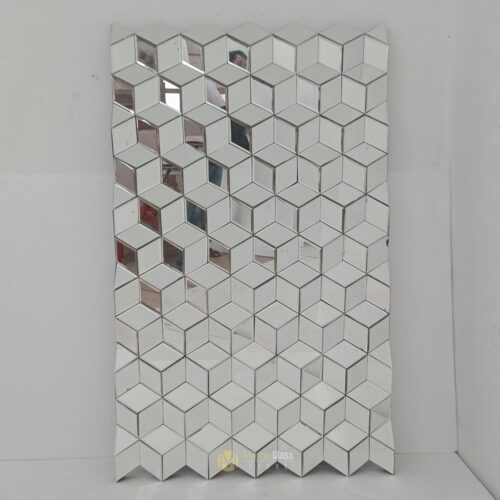 Silver Modern Wall Mirror Cube 151 x 91 cm