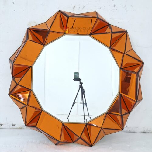 Modern Wall Mirror Orange 3D 120 x 120 cm