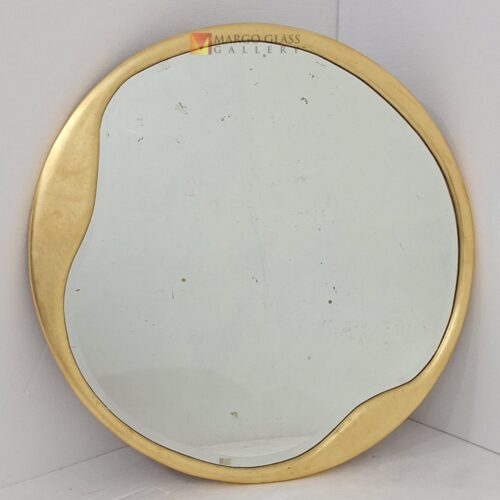 Beaded Round Wall Mirror Gold 100cm