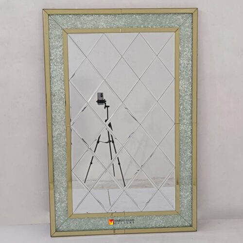 Cermin Bevel Frame Kristal Gold 150 x 100 cm