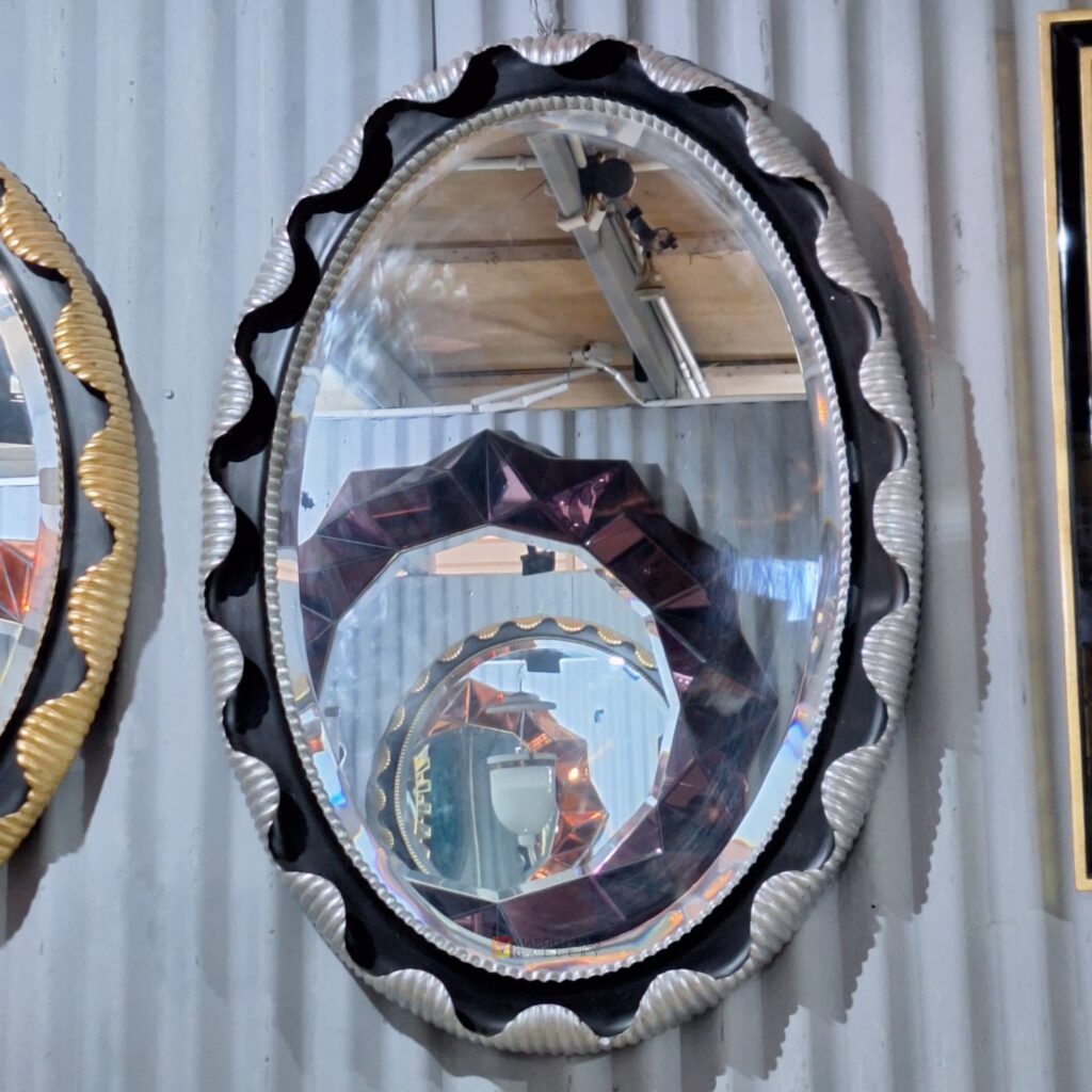 Oval Mirror Wooden  Ukir Silver and Black - Image 4