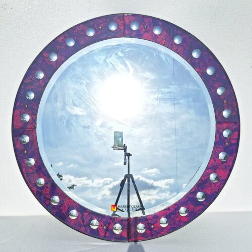 Modern round mirror pink