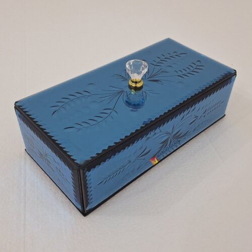 Box Snack Blue Carved 26x13x8 cm