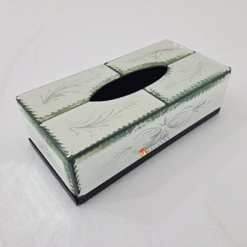Tissue Box Silver Carved 26 x 13 x 8 cm