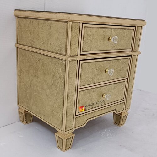 Bedside Table Mirror Gold 65x35x60 cm