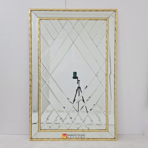 Beveled Mirror Diamond Gold Beaded 150x100cm