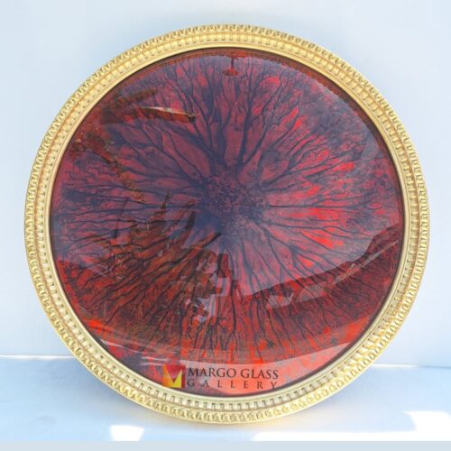 Convex Mirror Red Frame Gold Dia 100 cm