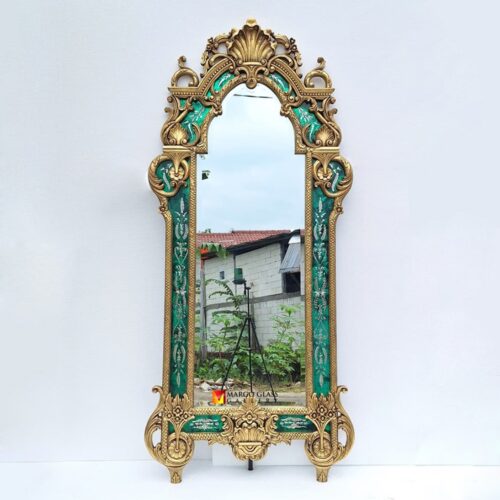 Green Pigment Carved Wooden Frame 220x90 cm