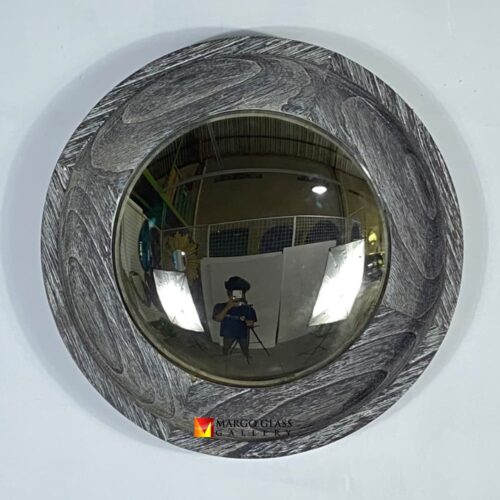 Rustic Wooden Frame Mirror Convex 50 cm