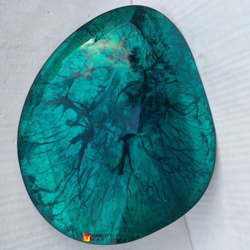 Organic Convex Mirror Stone Green 68cm x 53 cm