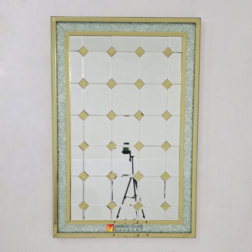 Bevel Crystal List Gold Mirror 150x100 cm
