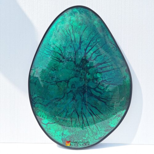 Organic Convex Mirror Stone Green 89 cm x 64 cm