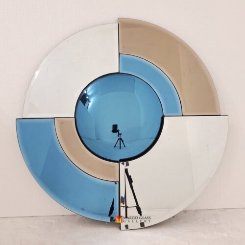 Wall Mirror Round Convex Blue Mirror 86x86 cm