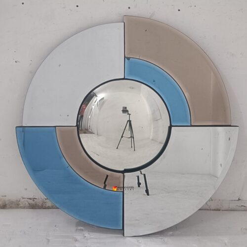 Wall Mirror Round Convex Blue Mirror 86x86 cm