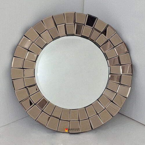 Round 3D Brown Mirror 90x90 cm