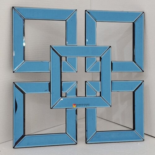 Square Blue Wall Mirror 60 x 60 cm