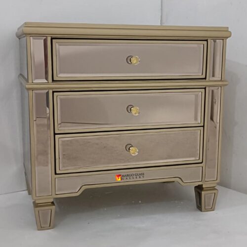 Bedside Table Brown Mirror Wdh 63x41x61 cm