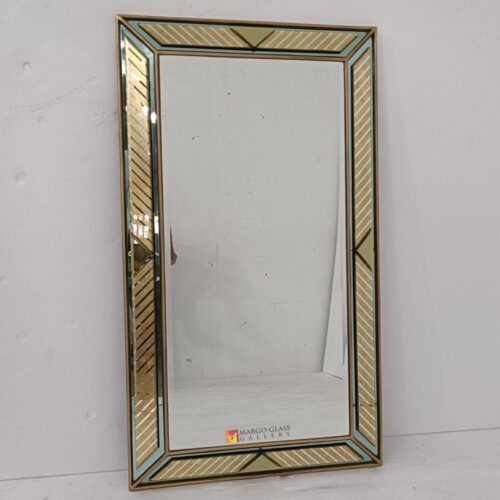 Cermin Dinding Frame Gold Green 140x90 cm