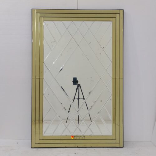 Cermin Bevel Frame Yellow 150x100 cm 