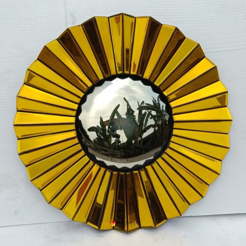 Gold 3D Round Mirror 100x100 cm
