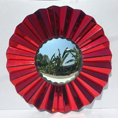 Red 3D Round Mirror 100x100 cm