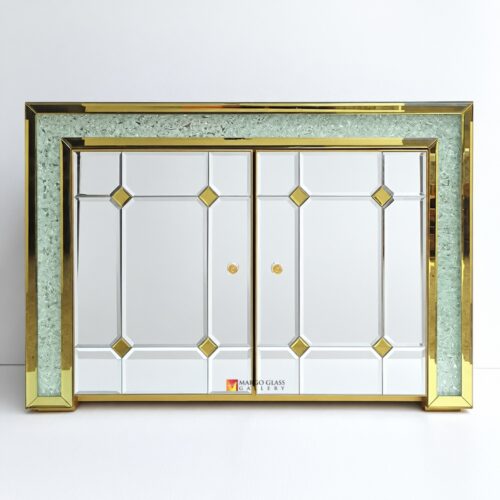 Cabinet Crystal List Gold Mirror 120x40x81 cm