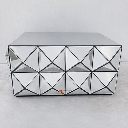 Coffee Table 3D Silver Mirror 93x73x42 cm