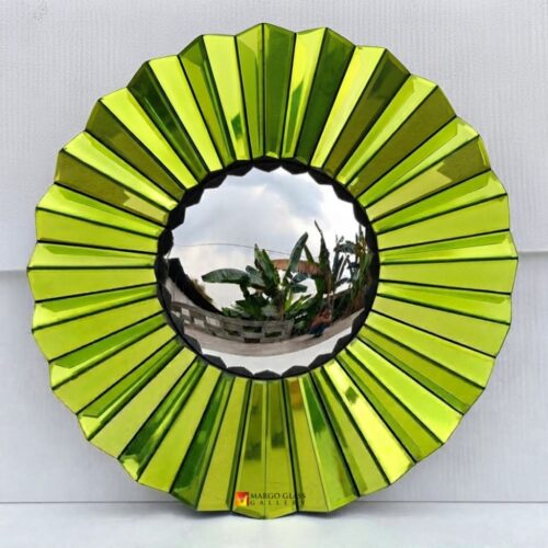 Green 3D Round Mirror 100x100 cm