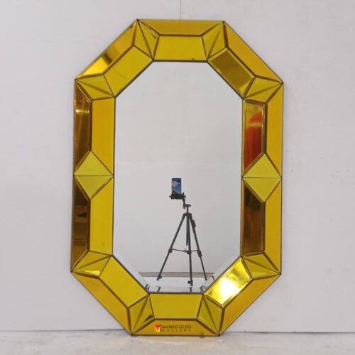 Octagonal 3D Gold Mirror 120x80 cm