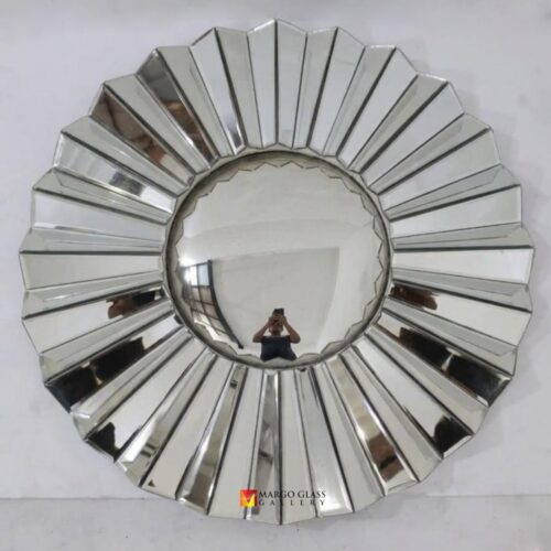 Make To Order! Silver 3D Round Mirror 100x100 cm