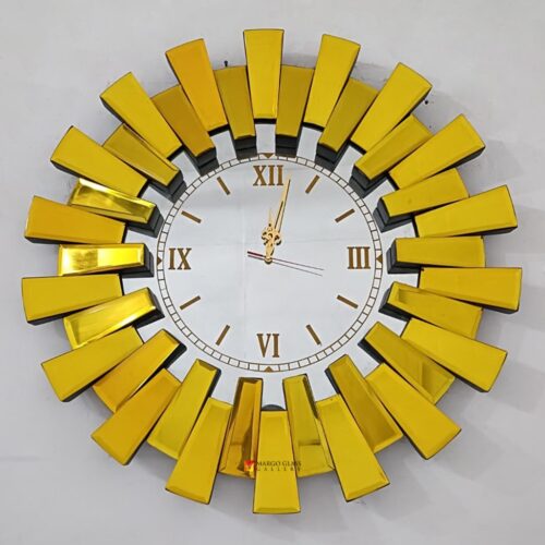 Sunburst Gold Mirror Clock 80x80 cm