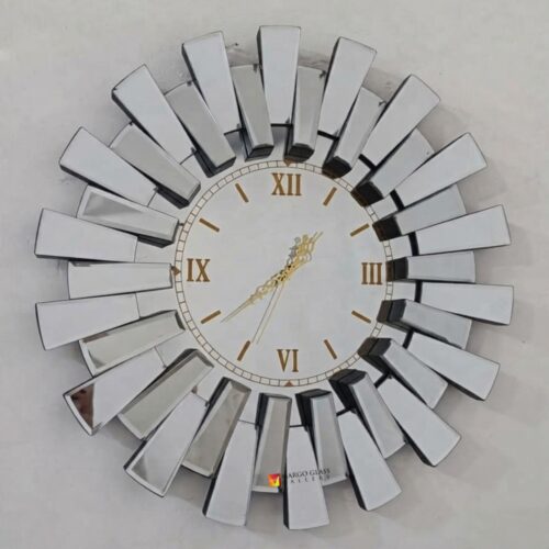 Sunburst Wall Mirror Clock 80x80 cm